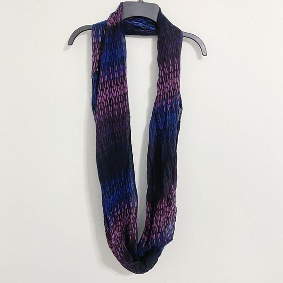 Calvin Klein Black, Purple & Blue Dot Patterned Lightweight Infinity Loop Scarf - Picture 3 of 7